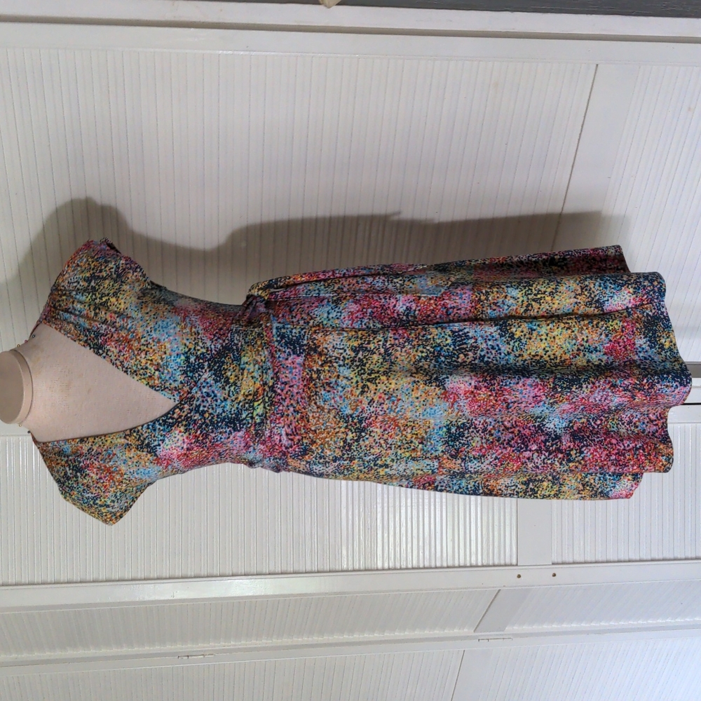 BCBG MaxAzria Multi-Color Stretch Mock Wrap Dress Size XS